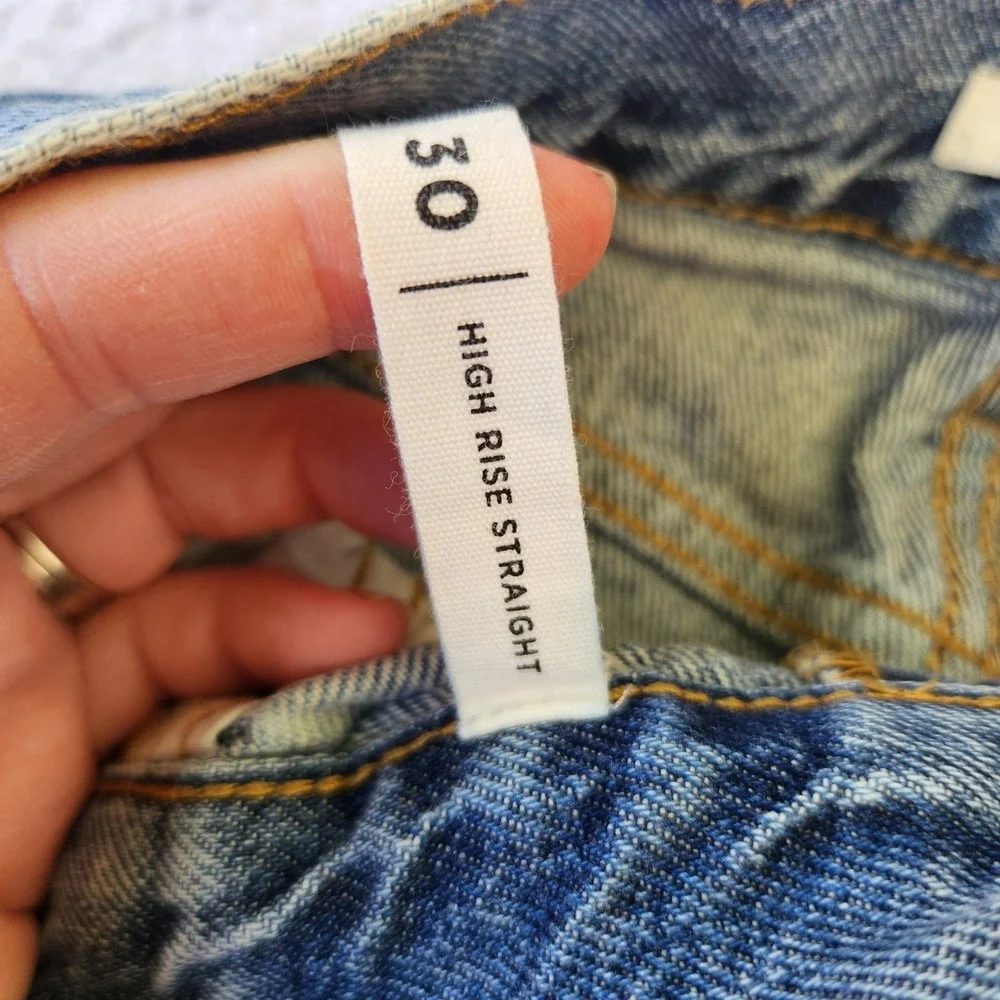 PacSun Womens High Rise Straight Distressed Jeans Blue Size‎ 30 Medium Wash